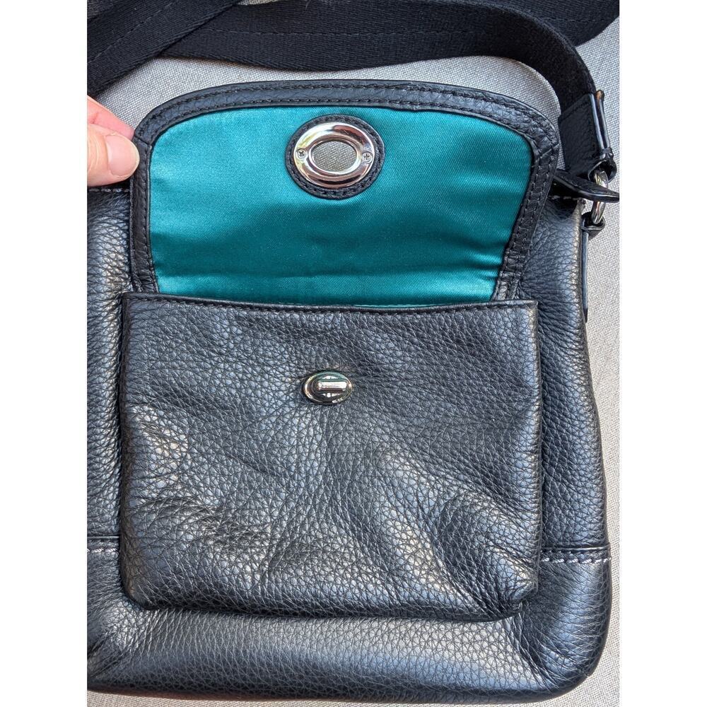 Pebble Leather Black Crossbody with Front Pouch EUC - Picture 3 of 10